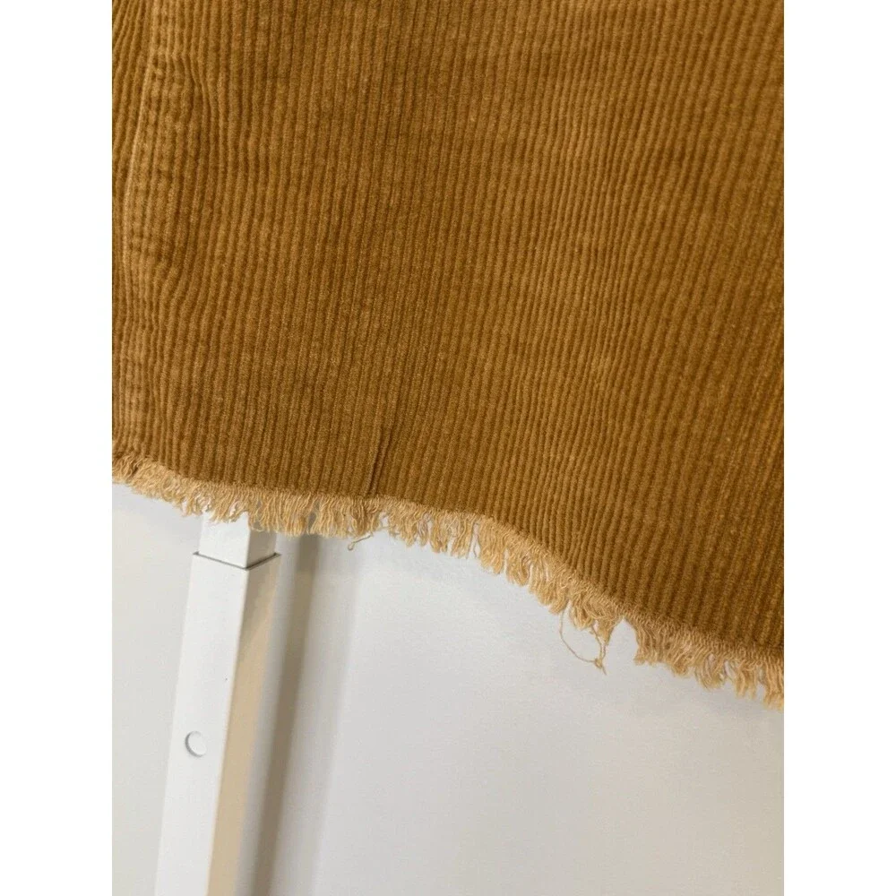 Mittoshop Corduroy Mini Skirt Womens L Brown Tan 100% Cotton Pockets Raw Hem Y2K